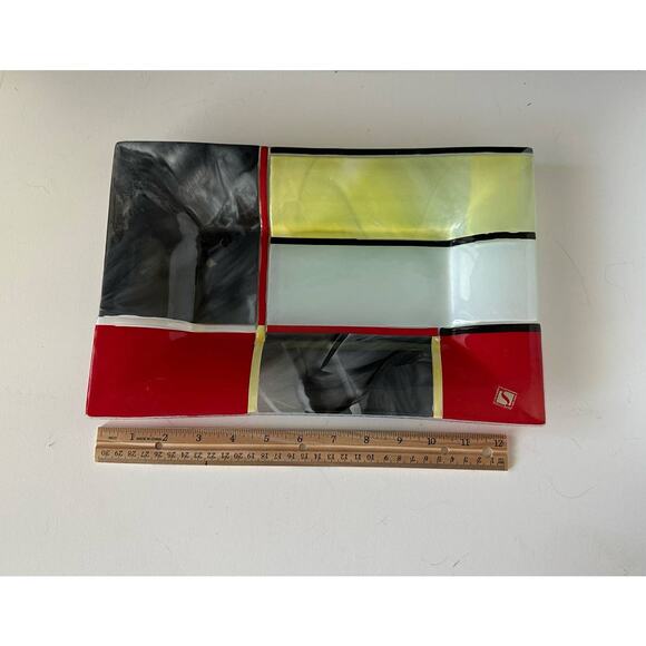Sebino Arte glass tray, multi colored handmade in Italy NOS 2010-2019 - Picture 4 of 8